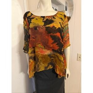 URU Vintage 100% Silk Artsy Layered Top OS M-XL